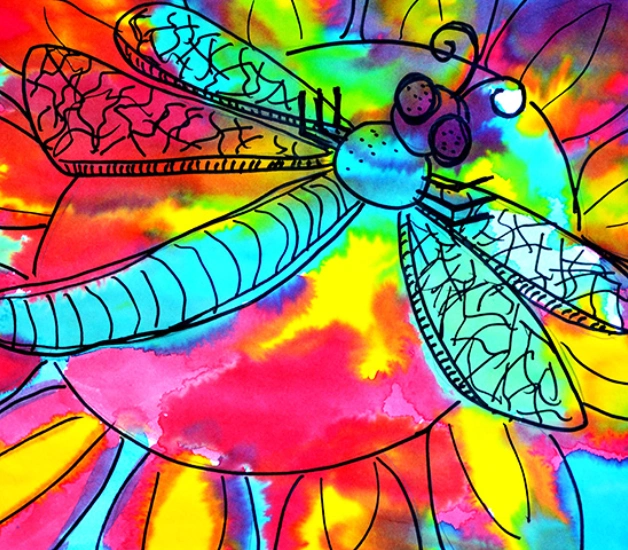 dragonfly art colorful banner